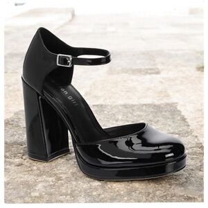 Madden Girl Black Patent Leather Mary Jane Platform Heels Sz 8.5